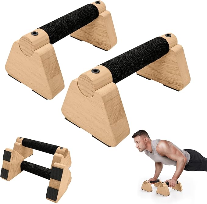 Parallettes Bars - Wooden Calisthenics Equipment for Handstand Training, Push Up Bars &