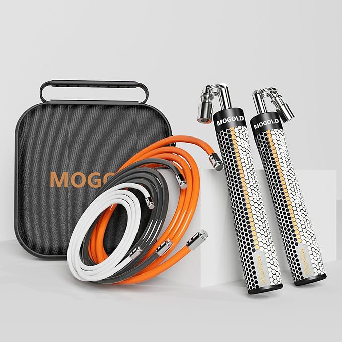 Weighted Jump Rope for Men Women -Interchangeable 1/5lb 1/4lb 1/2lb Heavy jump ropes - 360 Degree
