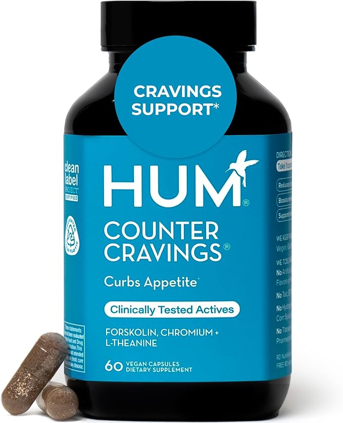 HUM Counter Cravings Chromium Supplements with L Theanine, Seaweed Extract & Forskolin to Help