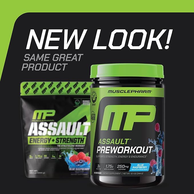 Muscle Pharm Assault Energy & Strength Pre Workout Powder for Men & Women with Beta Alanine
