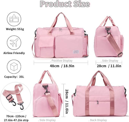 FIORETTO Women's Gym Duffle Bag with Shoes Compartment, 37L Capacity, Ideal for Travel, Gym