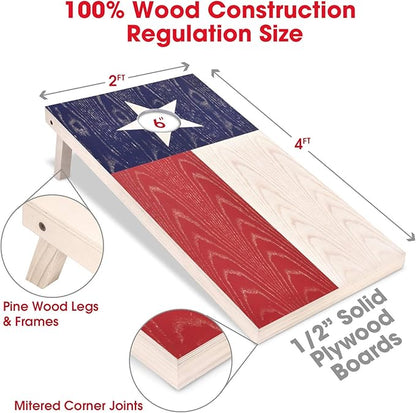 GoSports 4 x 2 ft Flag Series Wood Cornhole Sets – American Flag or State Flags – Includes 2
