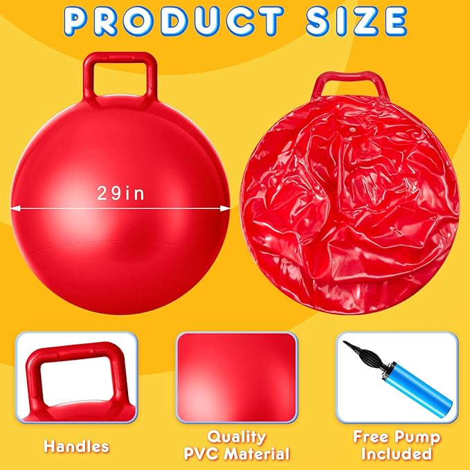 Lewtemi 6 Pcs Hopper Ball Carnival Outdoor Games 29 Inch Jumping Hopping Inflatable Bouncing Ball