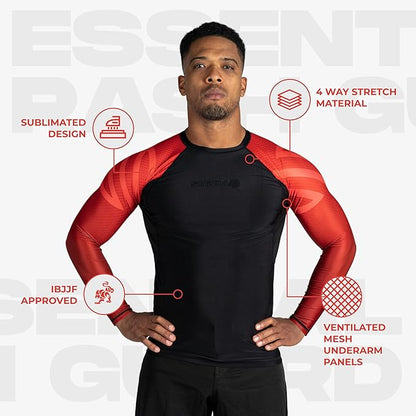 Sanabul Essential Long Sleeve Compression Training Rash Guard for MMA BJJ Wrestling Grappling and