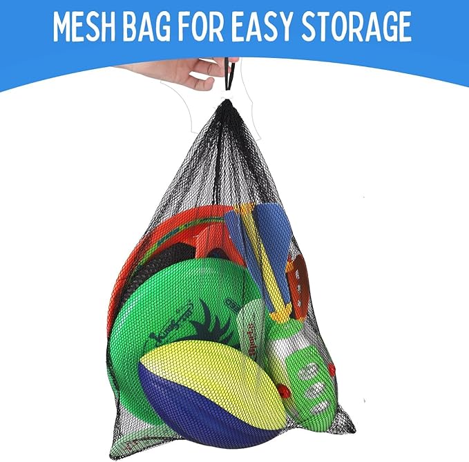8-in-1 Sports Combo Play Set - Ultimate Outdoor Family Backyard Games with Foam Football, Flying