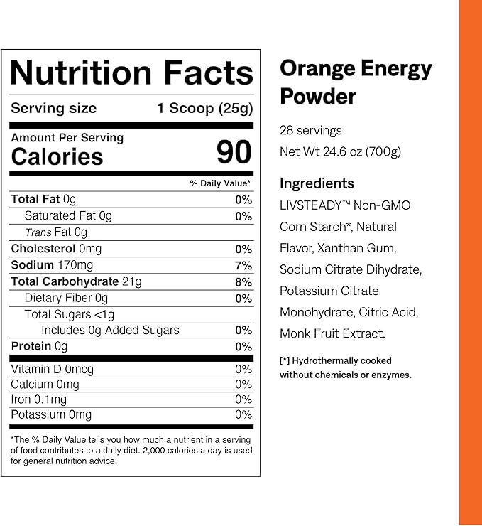 UCAN Energy Powder, Tropical Orange, Keto, Sugar-Free Pre & Post Workout for Men & Women, Non-GMO