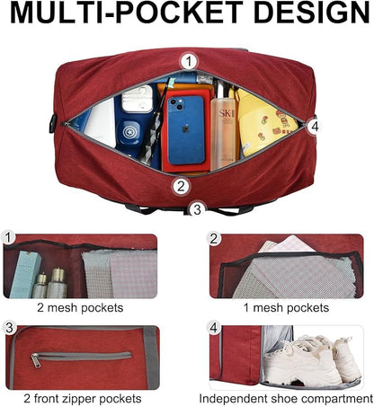 Felipe Varela Duffle Bag with Shoes Compartment and Adjustable Strap,Foldable Travel Duffel Bags
