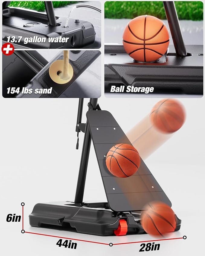 Portable Basketball Hoop Height Adjustable 4.0-10ft: Outdoor Basketball Goal System for Kids Youth