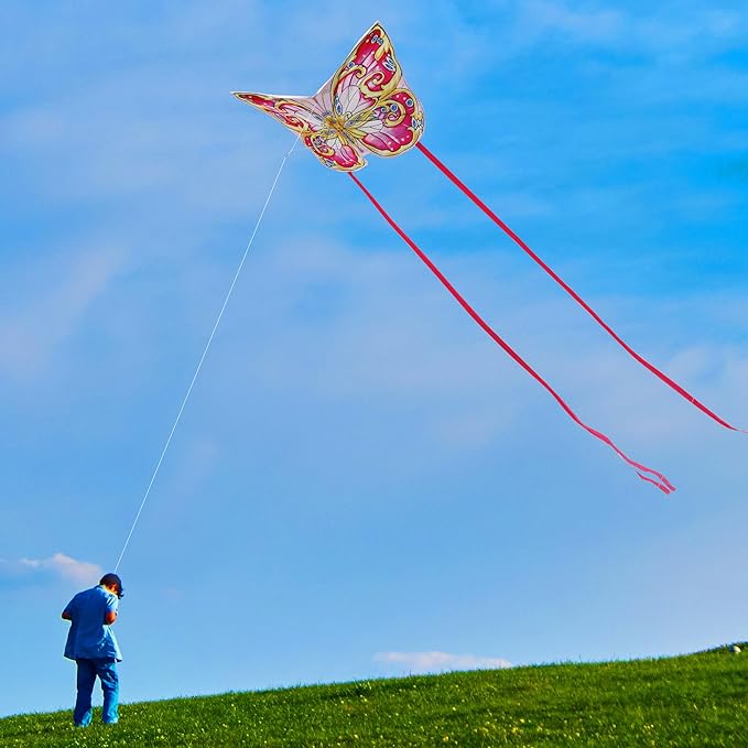 Xida Butterfly Kite for Kids & Adults, Easy to Fly, Ages 4-8, Large Kite with 300ft Handle, Perfect