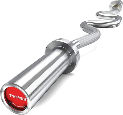 Synergee Commercial Super EZ Curl Olympic Bar Chrome, Black Phosphate and Red with Powder Coated