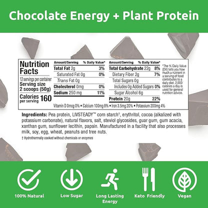 UCAN Energy + Plant Protein Powder - Vegan Plant Based Protein 20g Pea Protein with Amino Acids