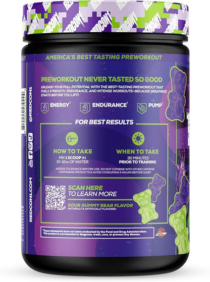 REDCON1 Total War Reloaded Pre Workout, Sour Gummy Bear - Creatine, Beta Alanine + L-Citrulline