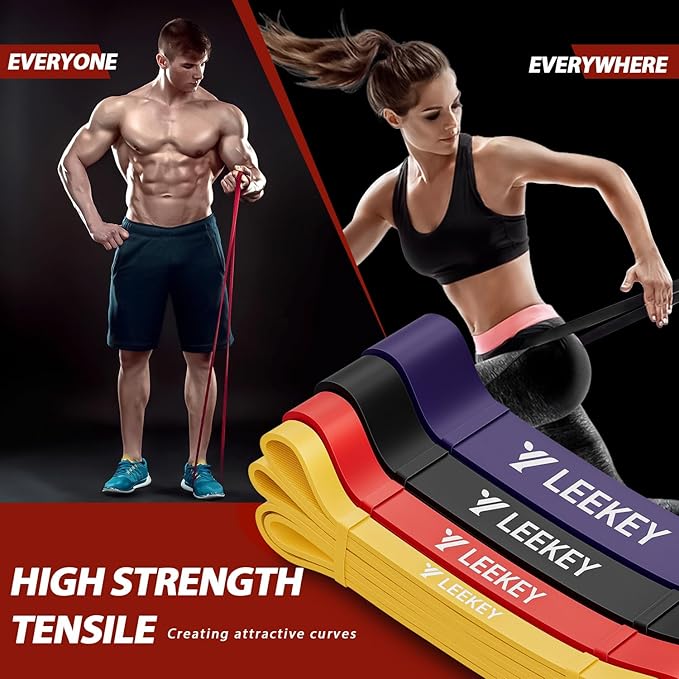 LEEKEY Resistance Bands Set for Pull-Up Assistance & Full-Body Training, Multi-Level Exercise Bands