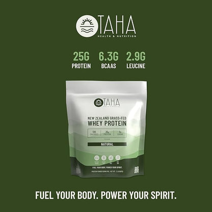 Taha Health & Nutrition Natural Unflavored Whey Protein Concentrate Powder, 25g Protein, 140