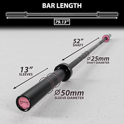 Synergee Regional Olympic 20kg Men’s and 15kg Women’s Hard Chrome & Black Phosphate Barbells. Rated