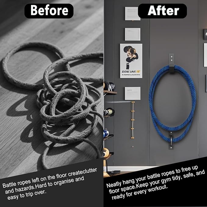 Battle Rope Wall Anchor Kit,Set with 1 Heavy Duty Battle Rope Wall Anchor and 1 Storage Hook,Battle