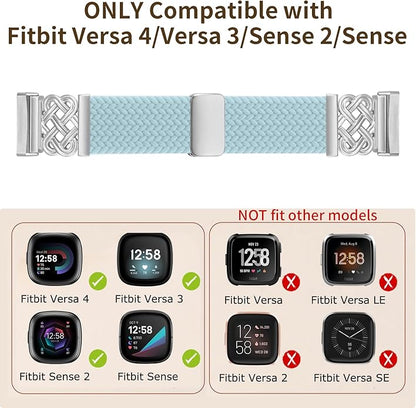 Braided Band Compatible with Fitbit Versa 4 Bands for Woman/Versa 3/Sense 1/Sense 2 Band, Magnetic
