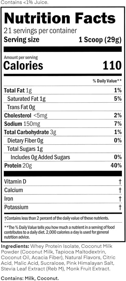 Clear Whey Isolate Protein Powder, Frosty Lemonade, 20g Complete Protein per Serving, No Added