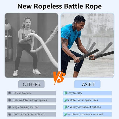 ASIEIT 2025 New Weighted Ropeless Battle Ropes for Home Gym, Heavy Duty Battle Rope for Advanced