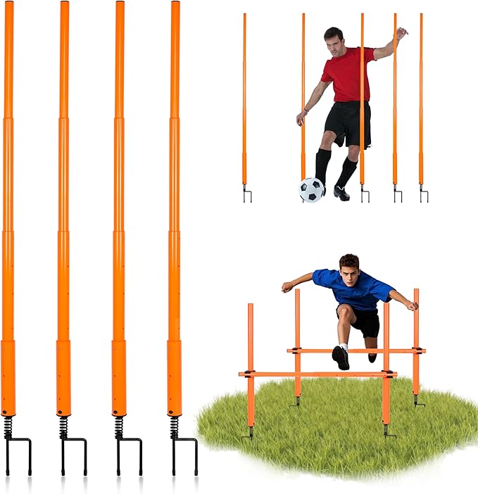 Hikeen Telescopic Length Soccer Poles Fixed & Collapsible Options Agility Training Hurdles and