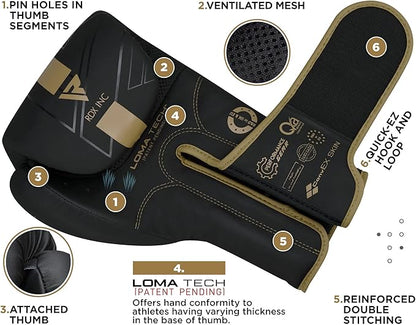 RDX Boxing Gloves, Pro Training Sparring, Maya Hide Leather, Muay Thai MMA Kickboxing, Men Women