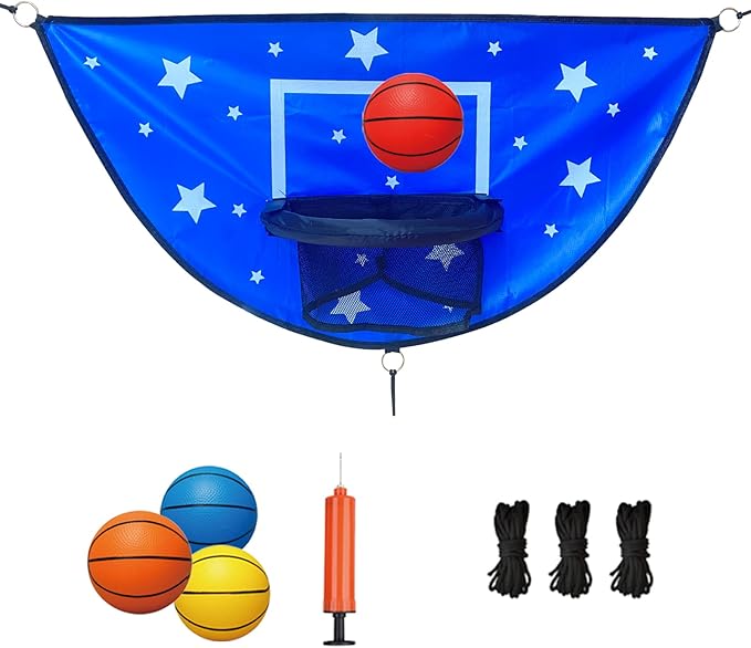Trampoline Basketball Hoop, Attachment with Pump and Mini Ball, Universal Trampoline Accessories