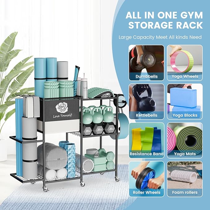 Yoga Mat Storage Rack，Home Gym Storage Rack Gym Workout Equipment Storage Organizer Fitness Weight