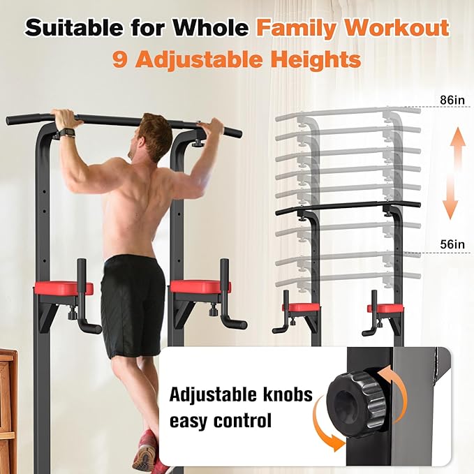RELIFE REBUILD YOUR LIFE Power Tower Pull Up Bar Station Workout Dip Station for Home Gym Strength