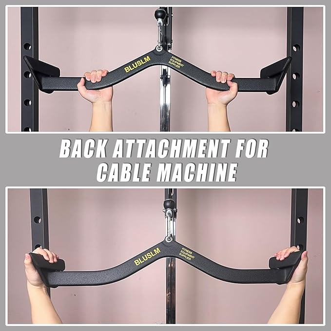 LAT Pull Down Bar for Cable Machine, LAT Pulldown Attachments T Bar V Bar Cable Attachment, Back