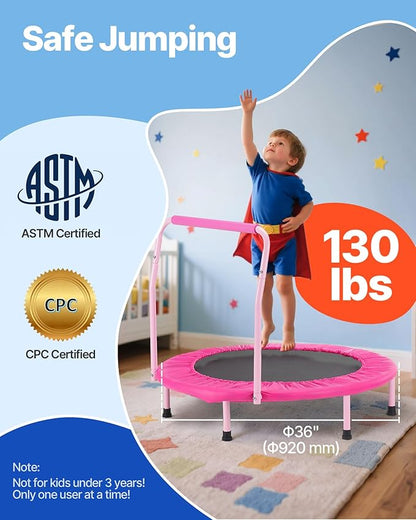 VEVOR 3FT Trampoline 36" Indoor/Outdoor for Toddlers, Foldable Mini Baby With Foam Handle