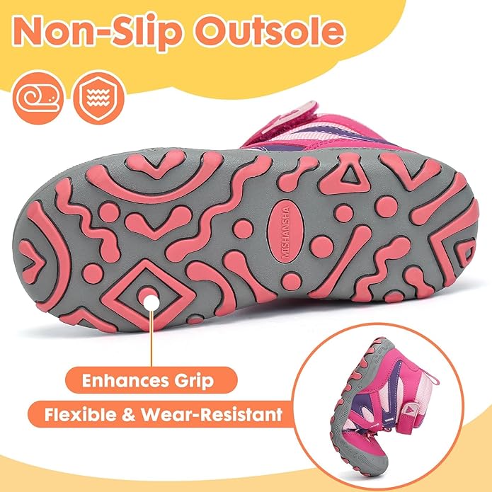 Mishansha Kids Hiking Boots Toddler Girls Boys Hiking Shoes Water-Resistant Anti-Collision Non-Slip