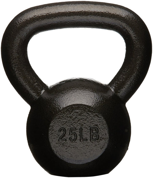Amazon Basics Cast Iron Kettlebell for Strength Training, Wide Handle, 25 Pounds, Black