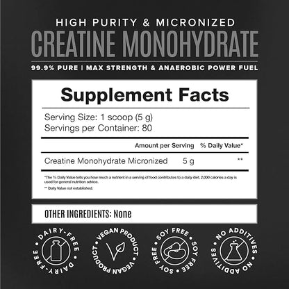 Micronized Creatine Monohydrate Powder, Muscle Recovery, Caffeine Free, Creatine Pre Workout