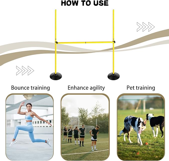 Adjustable Height Agility Hurdle Set Multi-Function Soccer Trainning Pole Set Coaching Sticks with