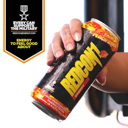 REDCON1 Energy High Performance Drink, Sour Peach Rings - Zero Sugar Energy Drink with Alpha GPC