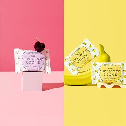 Love + Chew - Banana Bread and Cherry Almond Minis - 16 Count - Tasty, Gluten Free Cookies - Vegan