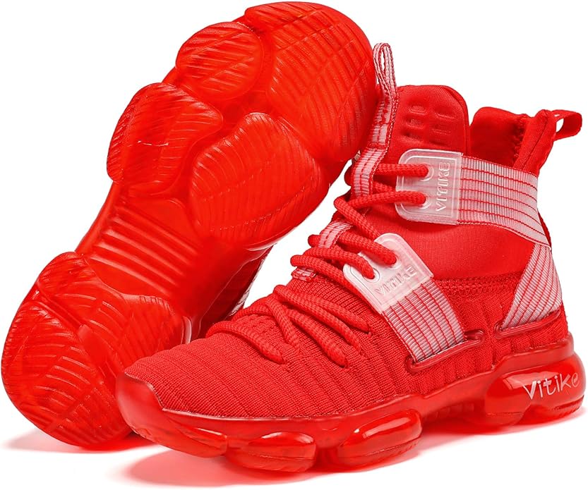 VITUOFLY Kids Basketball Shoes Boys Air Cushion Sneakers Girls Mid Top School Hoops Shoes Non-Slip