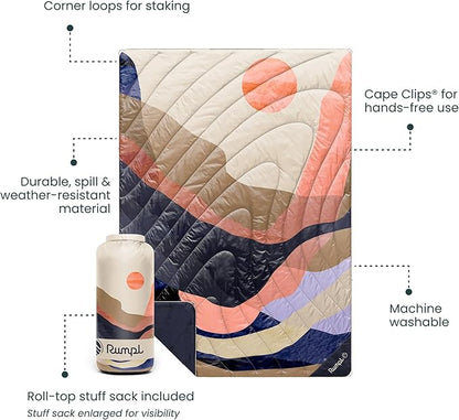 Rumpl Original Puffy Blanket - Warm, Water-Resistant Camping Blanket with 100% Recycled Synthetic