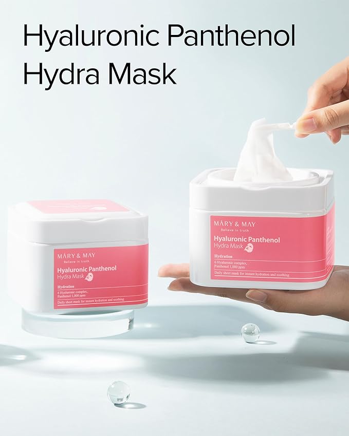 Mary&May Hyaluronic Panthenol Hydra Mask - Daily Pull Out Sheet Mask for Intense Moisturizing and