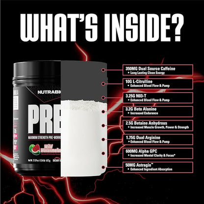 NutraBio Preworkout Powder, Watermelon| Explosive Energy, Laser Focus, Extreme Pumps| Pre Workout