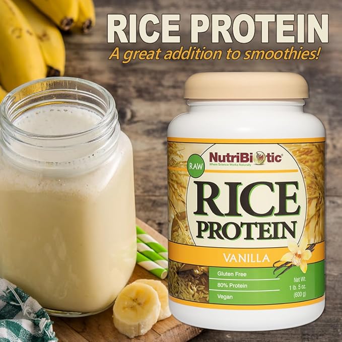 NutriBiotic ??Vanilla Rice Protein, 1 Lb 5 Oz (600g) | Low Carb, Keto-Friendly, Vegan, Raw Protein