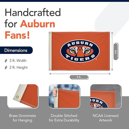 Auburn Tigers College Sports Printed Flag - NCAA Licensed - Nylon - School Banner (Orange) (2' x 3')
