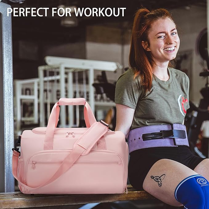 Gym Bag for Men Women, Small Fitness Workout Sports Bag with Wet Pocket & Shoes Compartment, Water