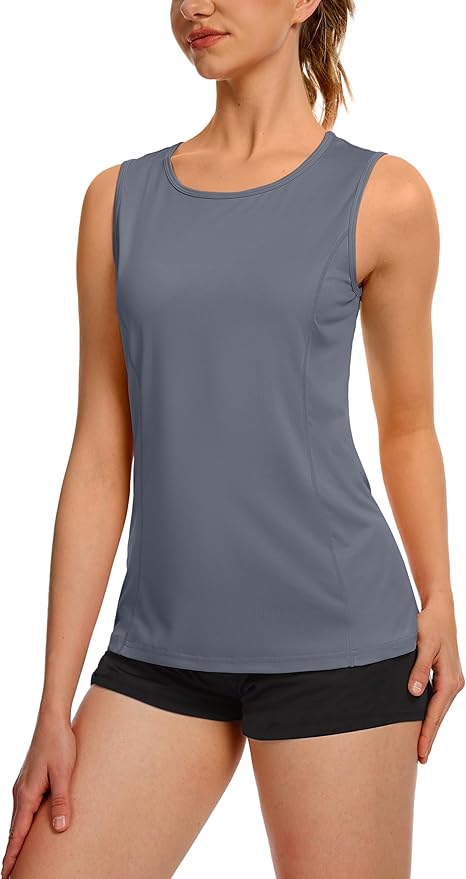 TACVASEN Women's UPF 80+ Workout Tank Top Sleeveless Quick Dry Sun Protection Hiking Athletic Gym