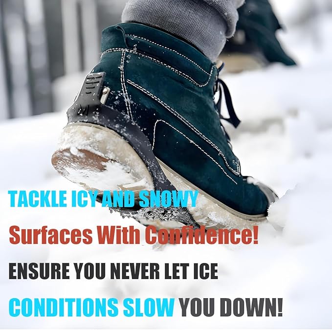 Ice Cleats for Shoes and Boots, Ice Snow Traction Cleats Grippers, Non Slip Shoe Ice Grippers,10