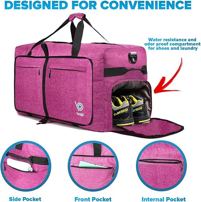 Bago Large Foldable Duffel Bags for Traveling Women & Men - 100L Packable Duffle Bag for Travel