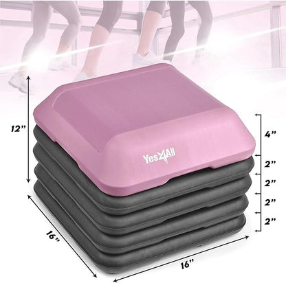 Yes4All 16"x16" Adjustable High Step Aerobic Platform with 4 Risers, Height-Adjustable