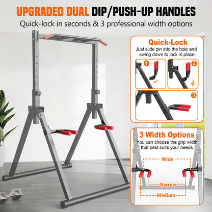 SERTT Foldable Power Tower Dip Station for Pull Ups, Dips & Push Ups, Upgraded Free Standing Pull