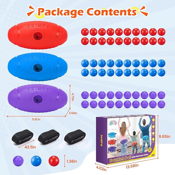 3 Pack Shaking Swing Balls Set for Kids Adults, Outdoors Indoors Birthday Games Toy with 60 Balls