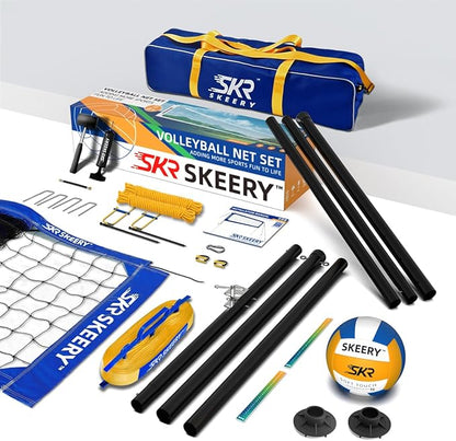 Outdoor Heavy Duty Volleyball Net Set, Anti-Sag Design, Adjustable Aluminum Poles, Portable
